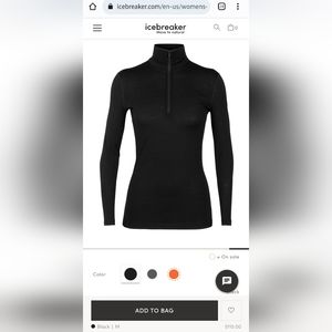 Icebreaker Merino Wool base layer 1/4 zip top